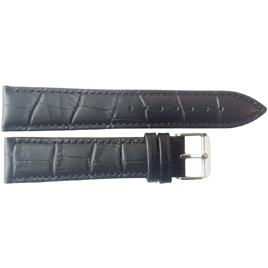 Horlogeband Leer Zwart XL