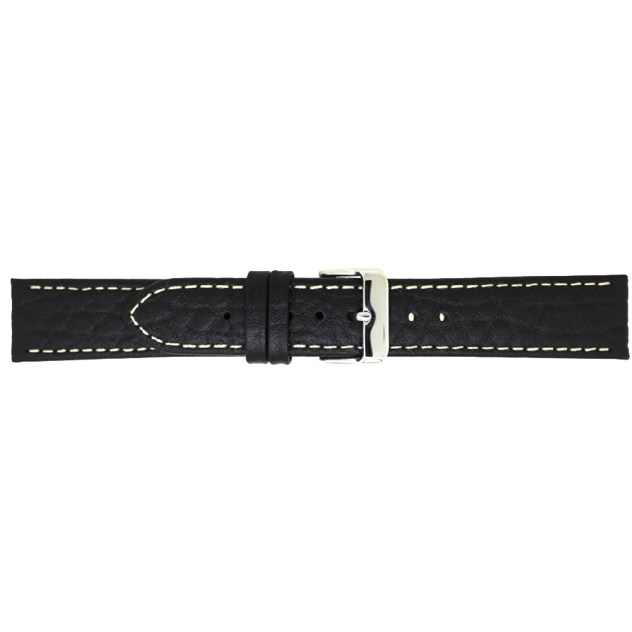 Horlogeband Leer Zwart XL