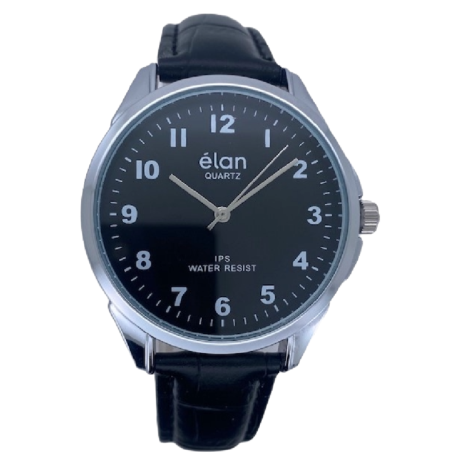 ÉLAN Herenhorloge Zilver Metaal Leren Band - EL001-1.1