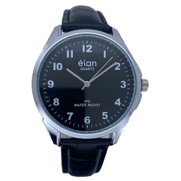 ÉLAN Herenhorloge Zilver Metaal Leren Band - EL001-1.1