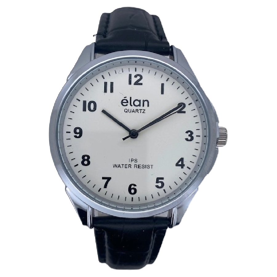 ÉLAN Herenhorloge Zilver Metaal Leren Band - EL001.1