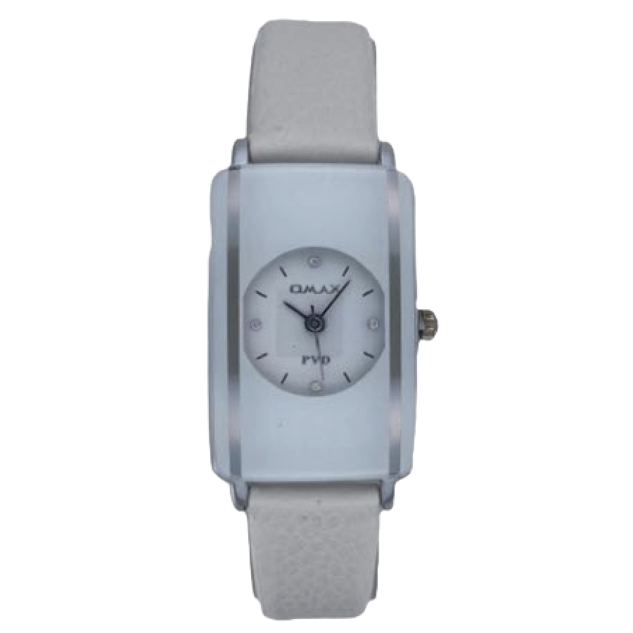 OMAX Dameshorloge Wit Leren Band - X194