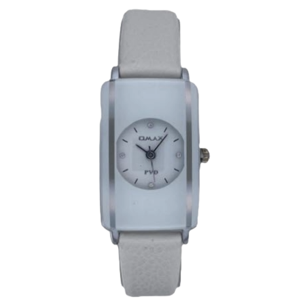 OMAX Dameshorloge Wit Leren Band - X194