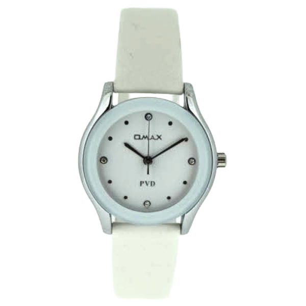 OMAX Dameshorloge Zilver Metaal Leren Band - X070