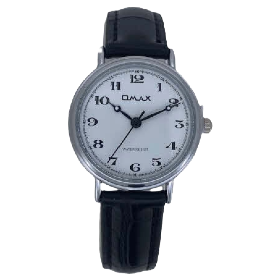 OMAX Dameshorloge Zilver Metaal Leren Band - X169