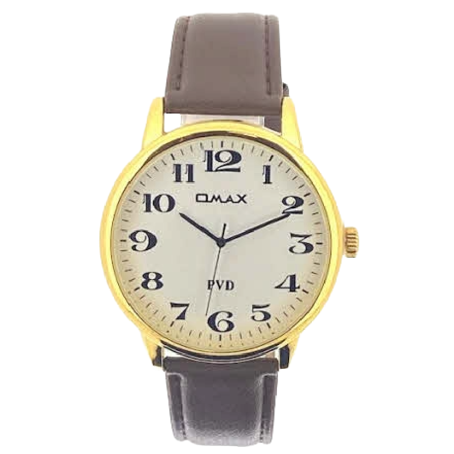 OMAX Herenhorloge Goud Metaal Leren Band - X141