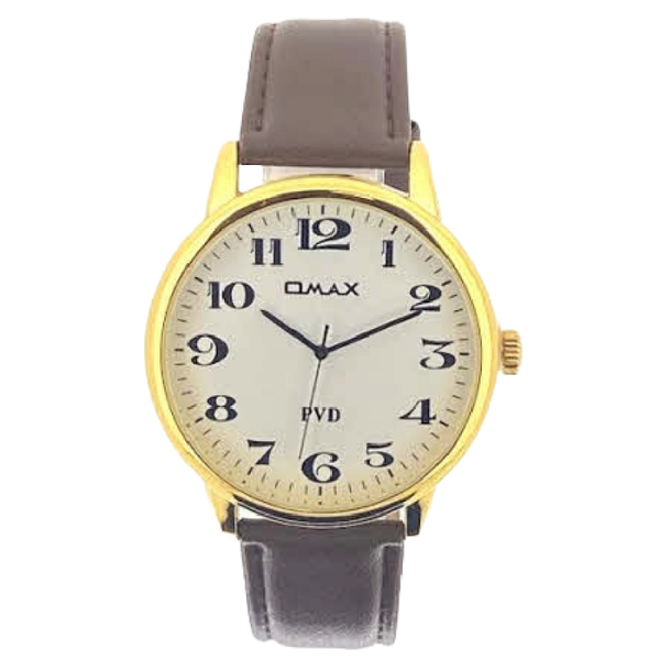 OMAX Herenhorloge Goud Metaal Leren Band - X141
