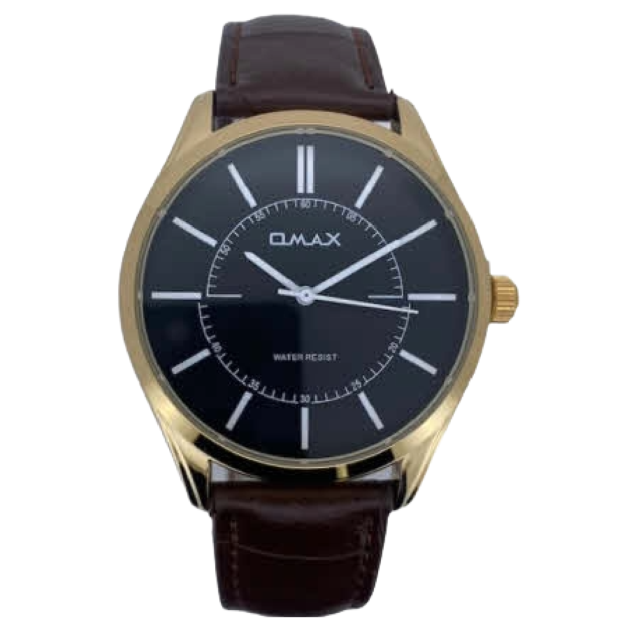 OMAX Herenhorloge Goud Metaal Leren Band - X158