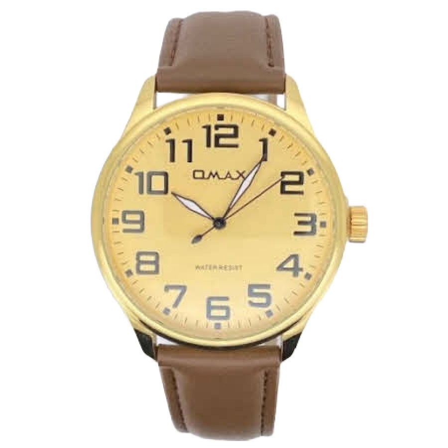 OMAX Herenhorloge Goud Metaal Leren Band - X174