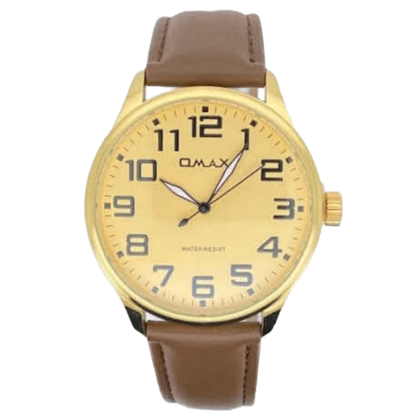 OMAX Herenhorloge Goud Metaal Leren Band - X174