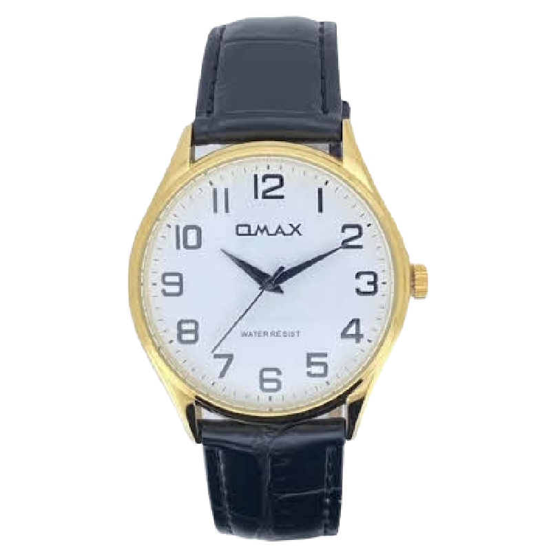 OMAX Herenhorloge Goud Metaal Leren Band - X179