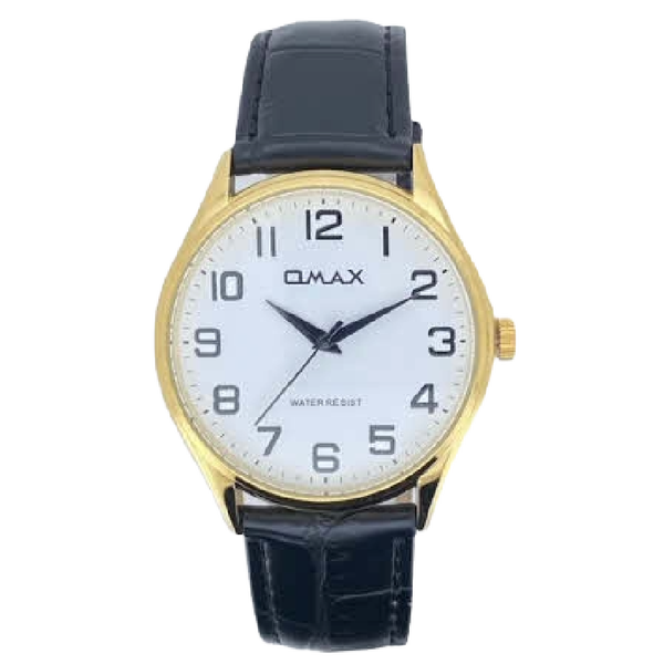 OMAX Herenhorloge Goud Metaal Leren Band - X179