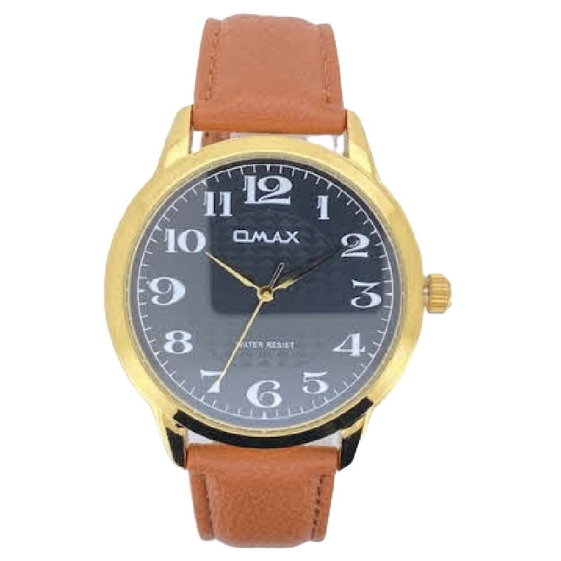 OMAX Herenhorloge Goud Metaal Leren Band - X181