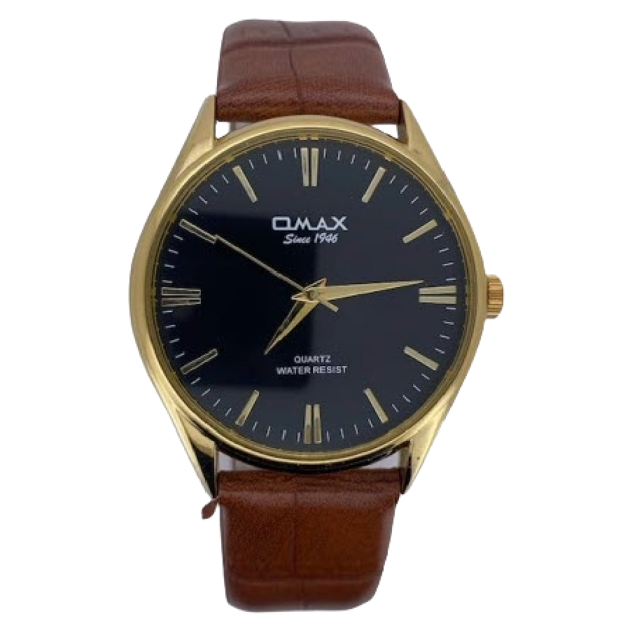 OMAX Herenhorloge Goud Metaal Leren Band - X203