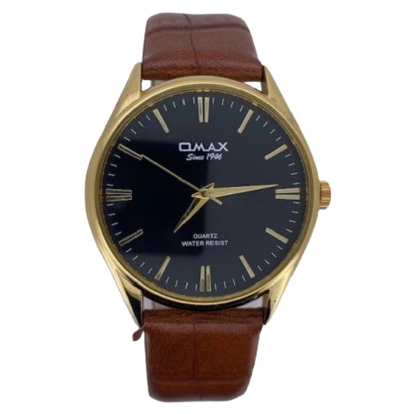OMAX Herenhorloge Goud Metaal Leren Band - X203
