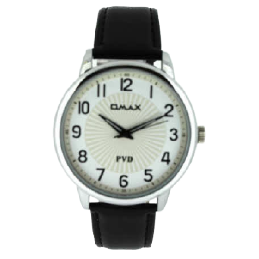 OMAX Herenhorloge Zilver Metaal Leren Band - X099