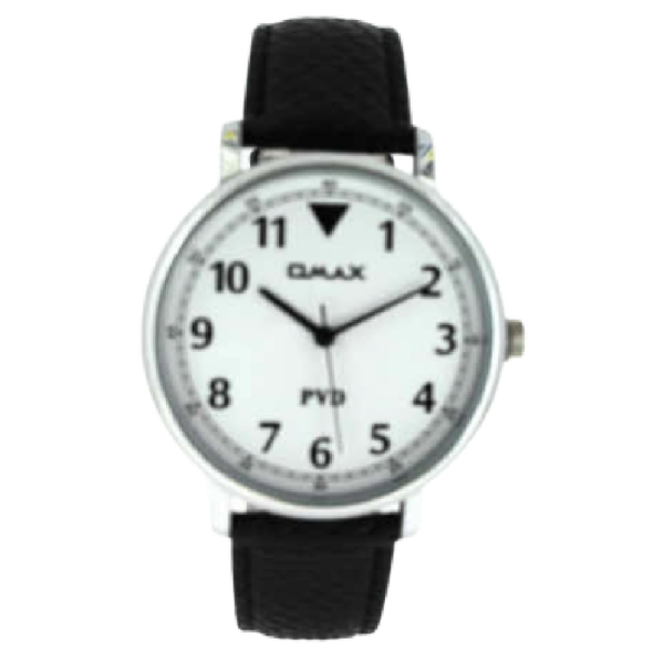 OMAX Herenhorloge Zilver Metaal Leren Band - X100