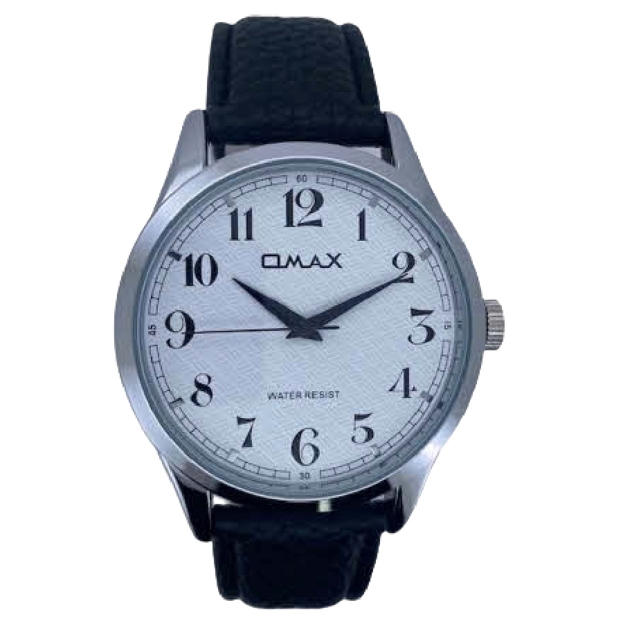 OMAX Herenhorloge Zilver Metaal Leren Band - X159