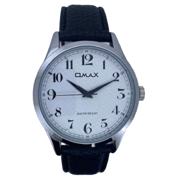 OMAX Herenhorloge Zilver Metaal Leren Band - X159