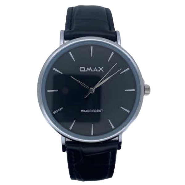 OMAX Herenhorloge Zilver Metaal Leren Band - X165