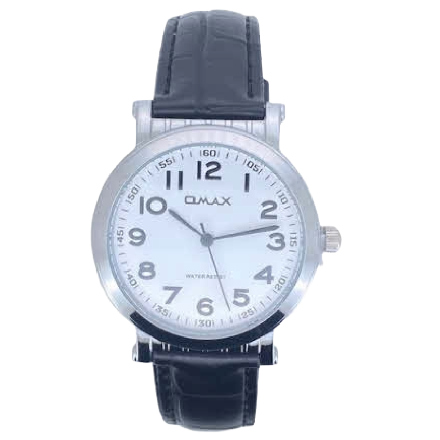 OMAX Herenhorloge Zilver Metaal Leren Band - X173
