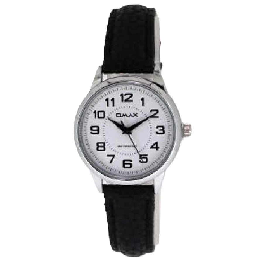 OMAX Horloge Zilver Metaal Leren Band - X131