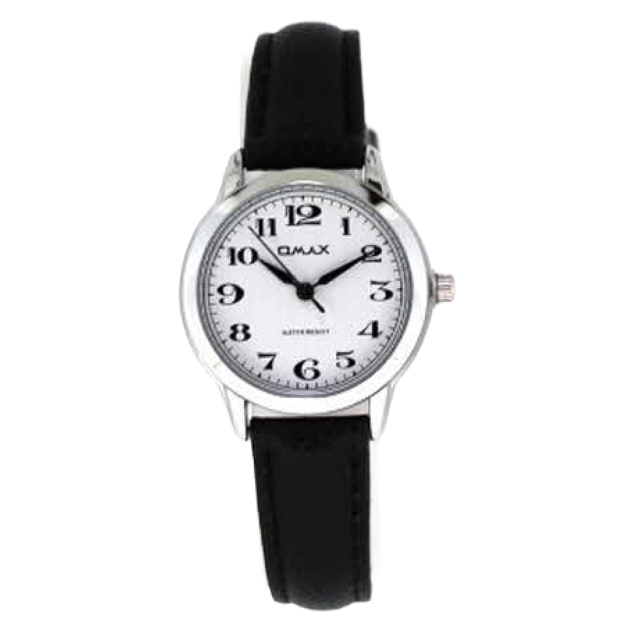 OMAX Horloge Zilver Metaal Leren Band - X133