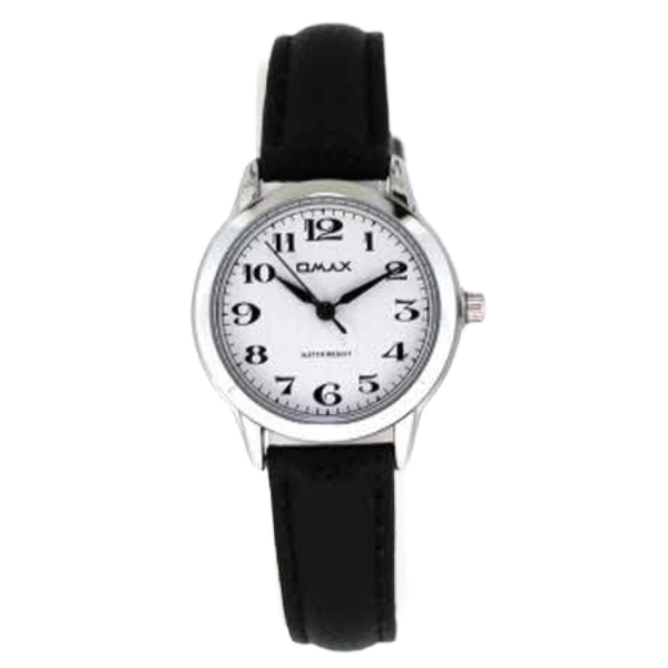 OMAX Horloge Zilver Metaal Leren Band - X133
