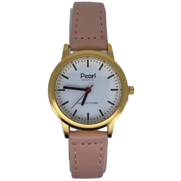 Pearl Dameshorloge Goud Roze Leren Band - 10/PL004G.13