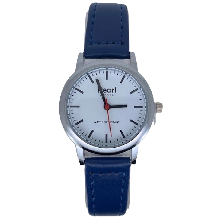 Pearl Dameshorloge Zilver Blauwe Leren Band - 10/PL004S.05