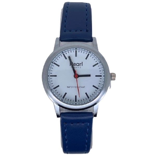 Pearl Dameshorloge Zilver Blauwe Leren Band - 10/PL004S.05