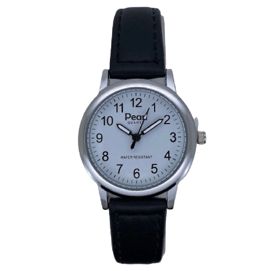 PEARL Dameshorloge Zilver Metaal Leren Band - 10/PDL001