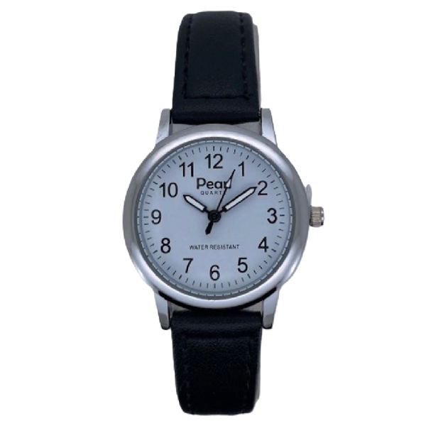 PEARL Dameshorloge Zilver Metaal Leren Band - 10/PDL001
