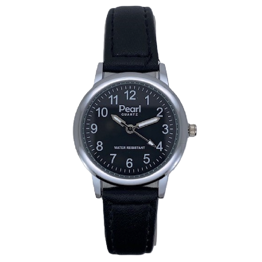PEARL Dameshorloge Zilver Metaal Leren Band - 10/PDL002