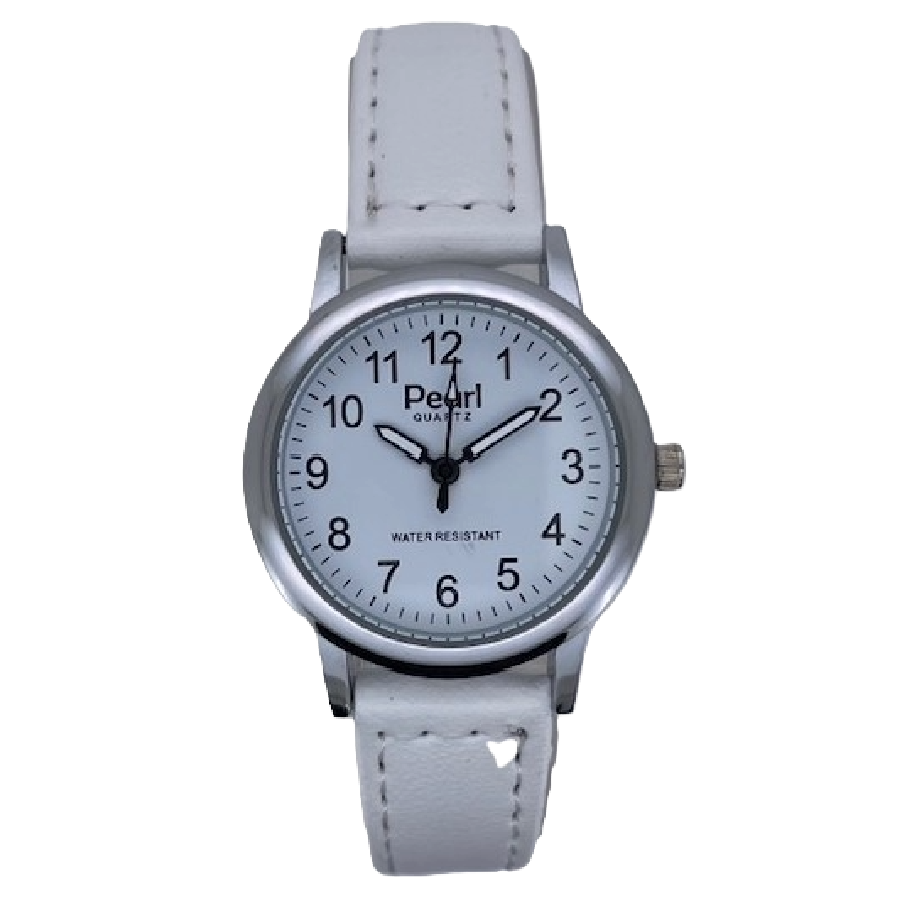 PEARL Dameshorloge Zilver Metaal Leren Band - 10/PDL003