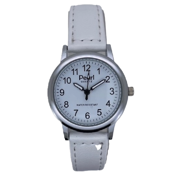PEARL Dameshorloge Zilver Metaal Leren Band - 10/PDL003