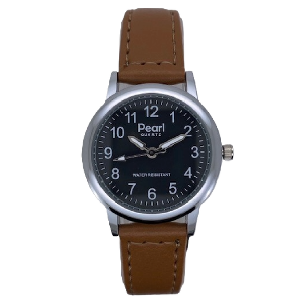 PEARL Dameshorloge Zilver Metaal Leren Band - 10/PDL004