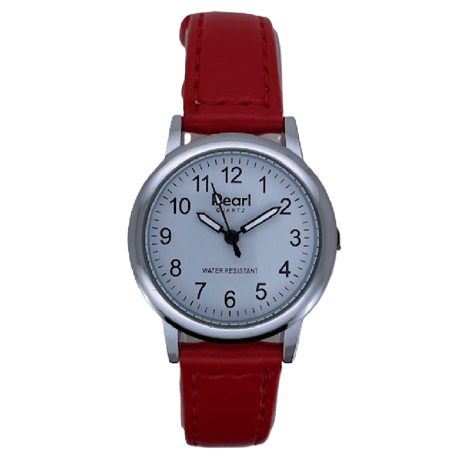 PEARL Dameshorloge Zilver Metaal Leren Band - 10/PDL005