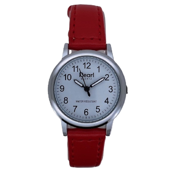 PEARL Dameshorloge Zilver Metaal Leren Band - 10/PDL005
