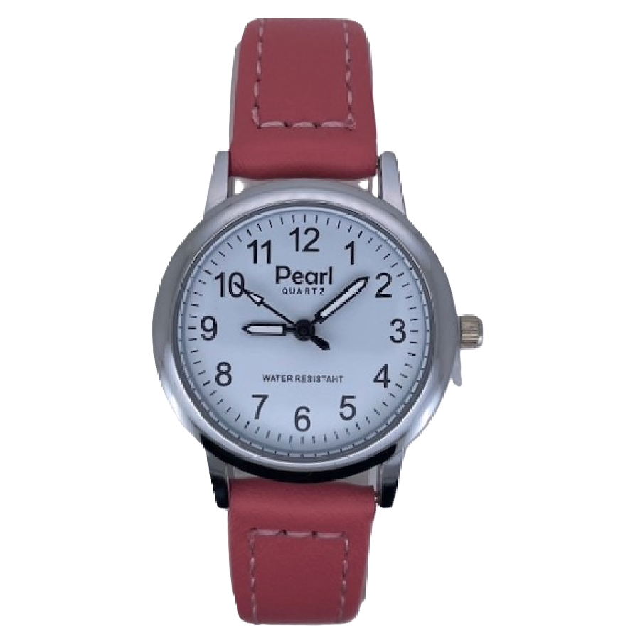 PEARL Dameshorloge Zilver Metaal Leren Band - 10/PDS013