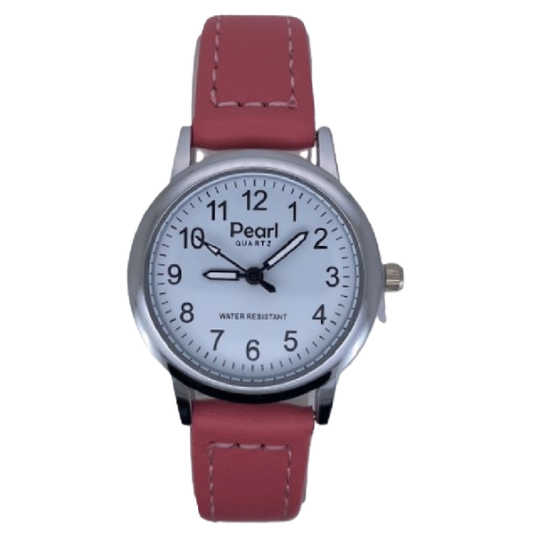 PEARL Dameshorloge Zilver Metaal Leren Band - 10/PDS013