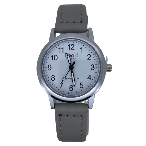 PEARL Dameshorloge Zilver Metaal Leren Band - 10/PDS020