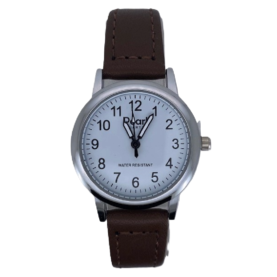 PEARL Dameshorloge Zilver Metaal Leren Band - 10/PDS021