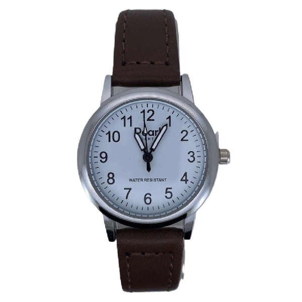 PEARL Dameshorloge Zilver Metaal Leren Band - 10/PDS021