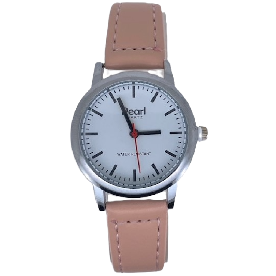 Pearl Dameshorloge Zilver Roze Leren Band - 10/PL004S.13