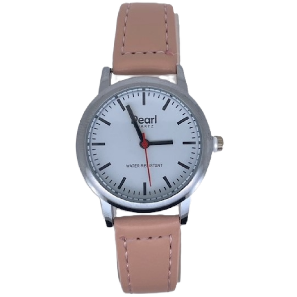 Pearl Dameshorloge Zilver Roze Leren Band - 10/PL004S.13