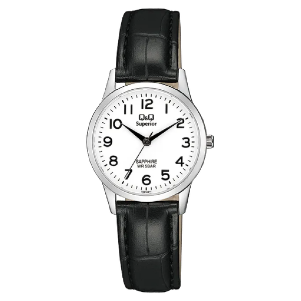 Q&Q Dames Horloge Zilver Metaal Leren Band - S281J314Y