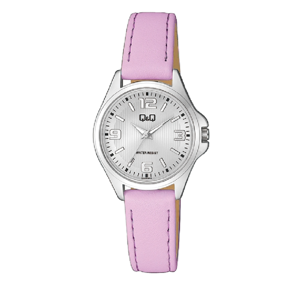 Q&Q Dames Horloge Zilver Metaal Leren Band - QA07J354Y
