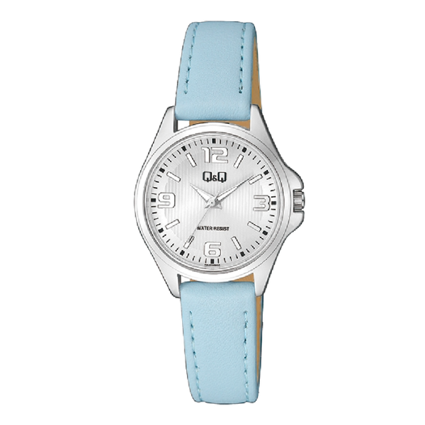 Q&Q Dames Horloge Zilver Metaal Leren Band - QA07J364Y