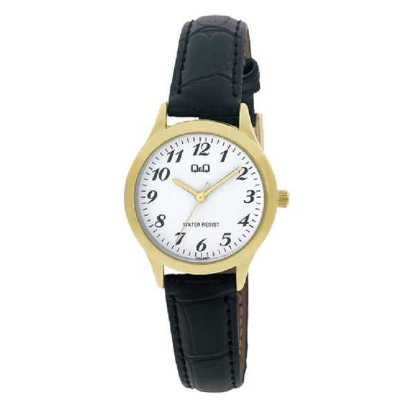 Q&Q Dameshorloge Goud Leren Band - C01A-008PY